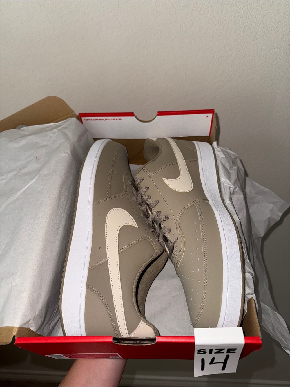 NWT Nike Men’s Low-Top Sneakers - Taupe with Cream Swoosh